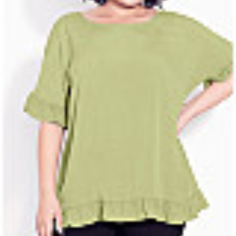 Avenue  EVANS Rivka Frill Top-Peach color (Not shown) Size 22/24